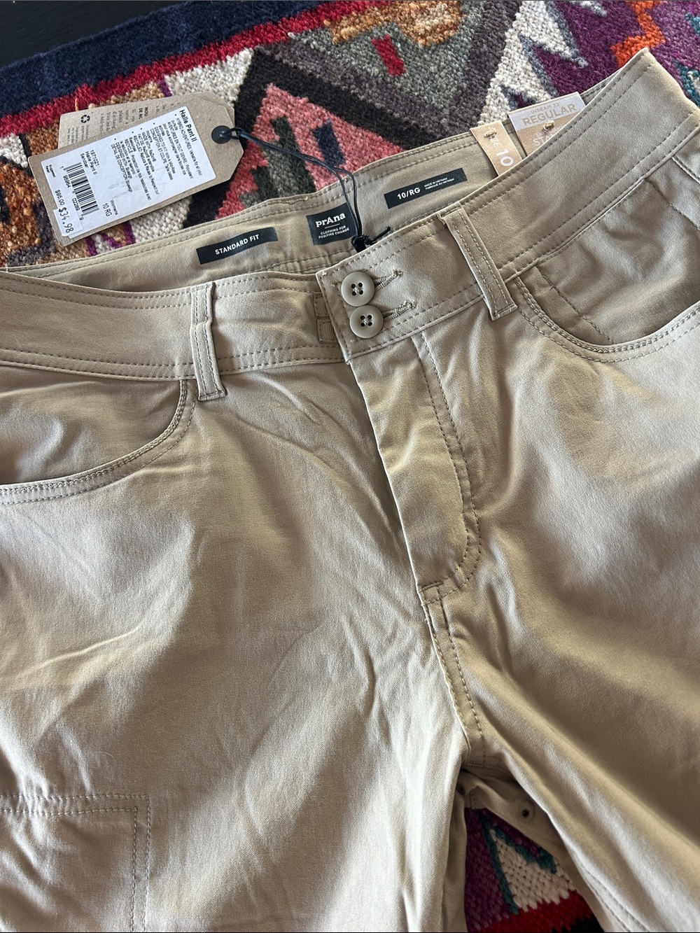 NWT prAna Halle Women's Khaki Stretch Casual Pants in Sanbar Size 10 Reg